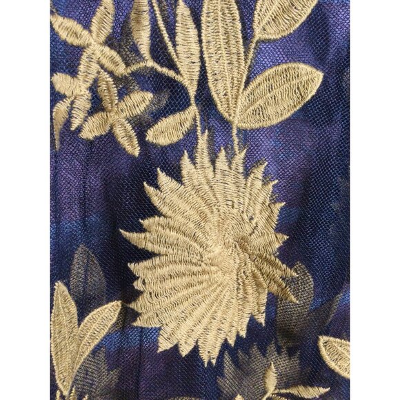 Sundance Sheer Black Gold Embroidered Floral Blouse Top Size L Whimsigoth - Picture 3 of 8